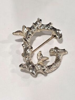 Sarah Coventry Signed Gold-Tone Initial G Branch Vintage Brooch